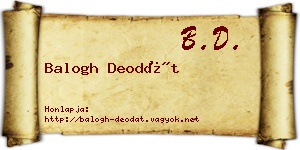 Balogh Deodát névjegykártya